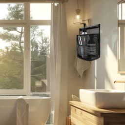 Hanging Bag voor Kledingknijpers, Opbergzak voor Squeegee en Douche, Ideaal voor Wasruimte en Balkon, Zwart — thumbnail 2