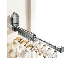 Wanddroogrek - Droogrek – Kledingrek – Wasrek – Inklapbaar – Hangdroogrek – Kledingroede & Kledingstang – Wasrek Muur- Donkergrijs