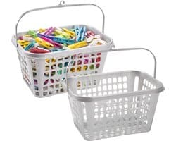 Plasticforte Knijpermandje - 2x - zilver - 20 x 25 cm - kunststof - wasknijpertasje/knijperzak — afbeelding 1