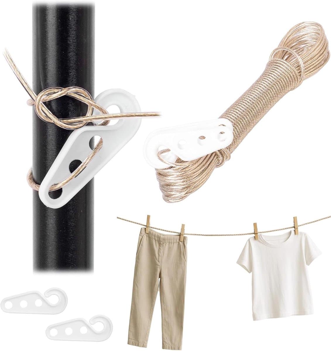 Waslijn Staalkern - Wastouw Tuin - Kleding Drogen - Weerbestendig Kunststof - 10 Meter - Goud — afbeelding 1