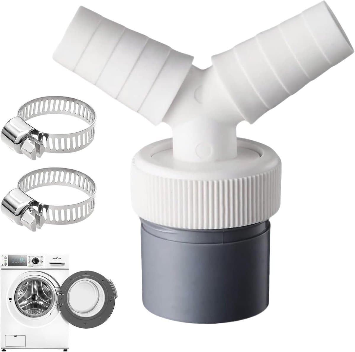 Dubbele Y-adapter voor afvoer met slangklem, aansluitingen van 18-24 mm en 40 mm buis, ideaal voor vaatwasser, wasmachine en droger (3 stuks) — afbeelding 1