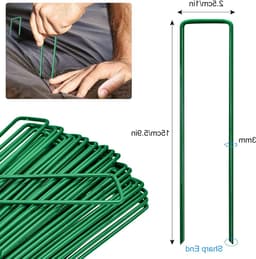 U-vormige grondankers van roestvrij staal - 100 stuks premium anti-roest tuinpalen voor onkruiddoek, hekwerk en kamperen — thumbnail 5