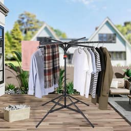 Droogmolen Hoogklapbaar - Kleding Droogrek - Kleding Drogen - Verstelbare Hoogte - Tot 20kg - Zwart — thumbnail 4