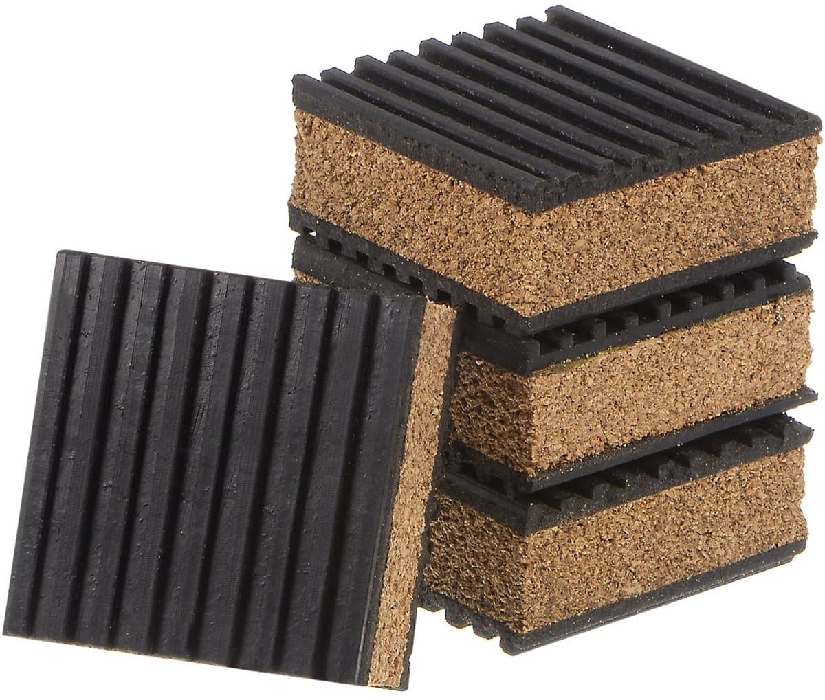 Dailygoods- Vibratiepads 4 Stuks - Antislip/Geluidsreductie - Duurzaam Rubber/Kurk - Voor Wasmachine/Loopband - Olie- en Weerbestendig - 2" x 2" x 7/8 - Geluidsisolatie — afbeelding 1