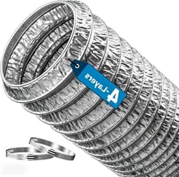 Afvoerslang - Flexibele buis - Luchtgeleiding - Hittebestendig materiaal - 150 mm x 25 m - Zilver — thumbnail 1