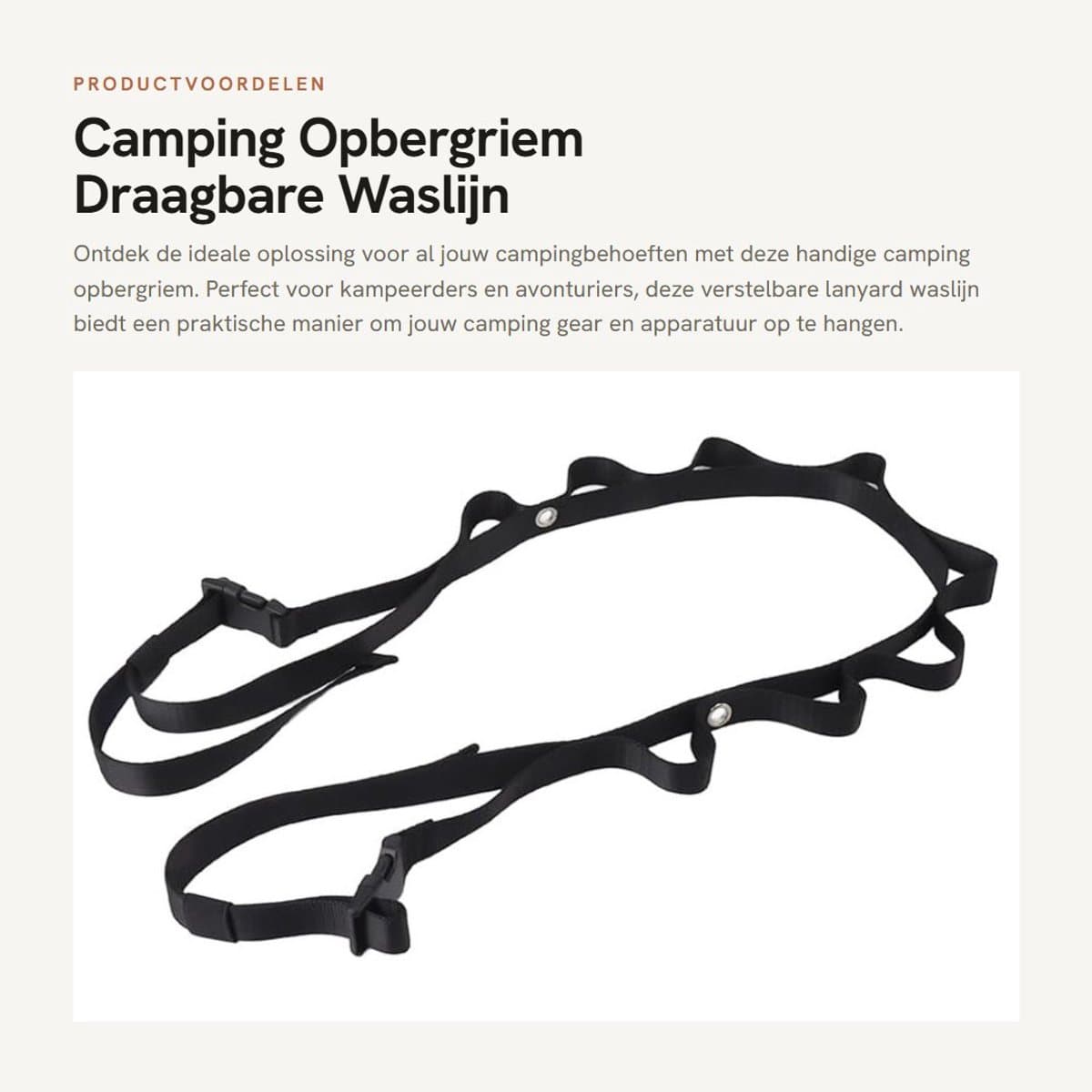 Dailygoods- Opbergriem Verstelbaar - Draagbare Waslijn - Nylon Touw - Camping Gear - Sterk Draagvermogen - Eenvoudig Ontwerp — afbeelding 1