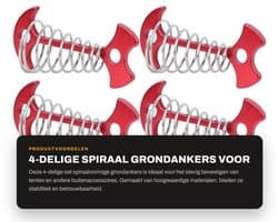 Dailygoods- Grondankers 4-delig - Spiraalvormig - Multifunctionele Tentaccessoires - Geschikt voor Houten Platforms - Aluminiumlegering/Roestvrij Staal - 7.7x3.6cm - Tentpalen