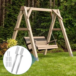 Dailygoods- Grondankers - Set van 2 - Thermisch verzinkt staal - Bodemhuls 4 x 50 cm - L-vorm - Geschikt voor houten palen - Weerbestendig - Paalankers — thumbnail 3
