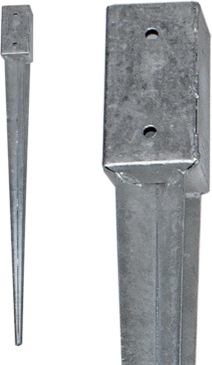 Inslaghuls Vierkant - Grondanker Staal - Stevig Fundament - Thermisch Verzinkt - 750 of 900 mm - Zilverkleurig — afbeelding 1