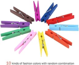 Houten Wasknijpers - Kledingknijpers Foto Clips - Kleding Drogen - Natuurlijk Hout - 7.4 cm - Gekleurd — thumbnail 3