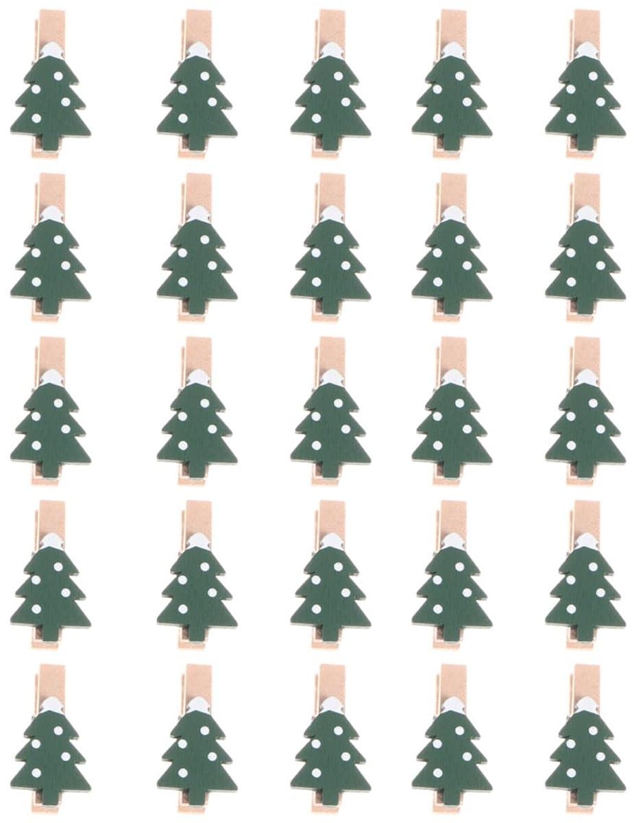 Dailygoods- Houten Wasknijpers - 25 Stuks Mini - Decoratie Clips - Kerstmis Thema - Fotocollage - Kunsthandwerk - Natuurlijk Hout - Foto Clips — afbeelding 1