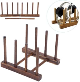 Dailygoods- Droogrek Ruimtebesparend - Opvouwbaar - Serviesdroger - 4-zuilmodel - Composiet Hout - Makkelijk te Reinigen - Vaatdroger — thumbnail 2