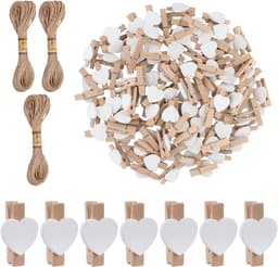 Houten Hartknijpers - Kleine Pinnen - Decoraties Maken - Natuurlijk Hout - 100 Stuks - Wit — thumbnail 1
