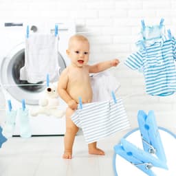 Kunststof Wasknijpers - Mini Clips - Feestdecoratie - Inclusief Opbergtas - 100 stuks - Blauw — thumbnail 4