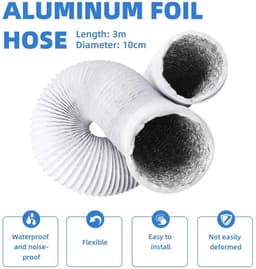 Dailygoods- Afvoerslang 100 mm Flexibel - Aluminium/PVC - Slangklemmen - Ventilatieslang - Wasdroger/Airco - 3 meter lengte — thumbnail 5