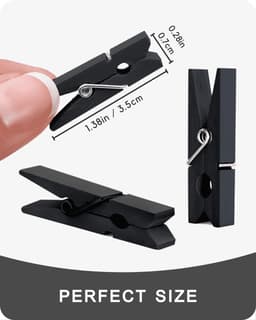 Mini wasknijpers - Kleine clips - Foto's ophangen - Natuurlijk hout - 100 stuks - Zwart — thumbnail 3