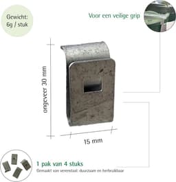 Afvalzak Klemmen - Prullenbak Clips - Vuilnisbak Netjes - Roestvrij Staal - 4 Stuks - Zilverkleurig — thumbnail 3