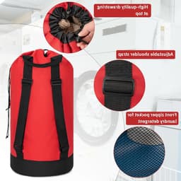Grote Waszak van 90 Liter, Waterdicht en Vouwbaar, Ideaal voor Thuis, College en Sport, Met Verstelbare Schouderbanden — thumbnail 4