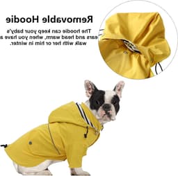 Hondenregenjas met Rits en Reflecterende Knopen, Waterafstotend en Verstelbaar, Verwijderbare Kap, Stijlvolle Premium Regenjassen voor Honden - Verkrijgbaar in Maten XS tot XXL - Geel - M — thumbnail 4