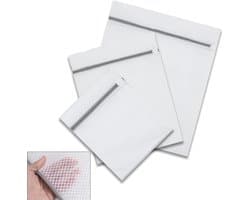 Set van 3 Herbruikbare Waszakken van Honingraatmesh, Milieuvriendelijk Polyester met Rits voor Bescherming van Delicate Kleding zoals Truien, Sokken en Ondergoed (S-M-L, Wit)