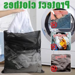 Extra grote wasnetzakken 70x90cm - 2 stuks, ideaal voor het wassen van kleding, lingerie en delicate stoffen in de wasmachine, zwart en wit — thumbnail 5