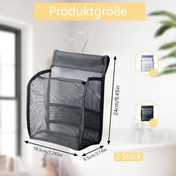Wasknijperzakken Set - Opberghangers Organizer - Huishouden Organiseren - Mesh Ontwerp - 20 x 10 x 24 cm - Zwart Grijs — thumbnail 4