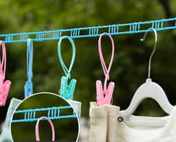 Waslijn - Droogtouw Hanger - Kleding Drogen - Winddicht Ontwerp - 10 Meter - Oranje — thumbnail 2