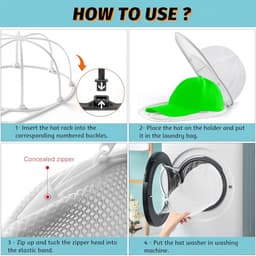 Cap Washer - 2x wit - Waszak voor Petten - met wasframes - Vormbehoud - houder - Pet Wassen - Universeel Maat - Dames en Heren - waszakken voor baseballcaps - 35x23x13cm — thumbnail 2