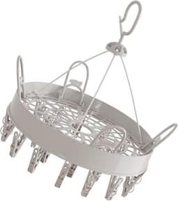 Opvouwbare Wasrek Met 24 Clips - Rond - Kunststof - Draagbaar - Voor Sokken - Handdoeken - Ondergoed En Babykleding - 32.5x32.5x33 cm — thumbnail 4