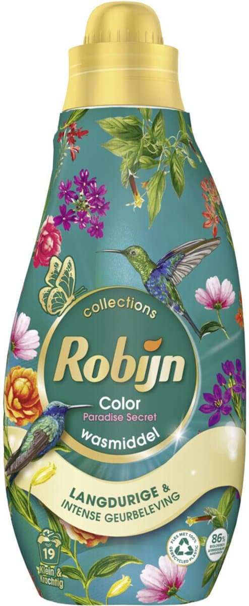 Robijn - Klein & Krachtig Wasmiddel Color Paradise Secret 19 Wasbeurten - 8 x 665 ml - Voordeelverpakking — afbeelding 1