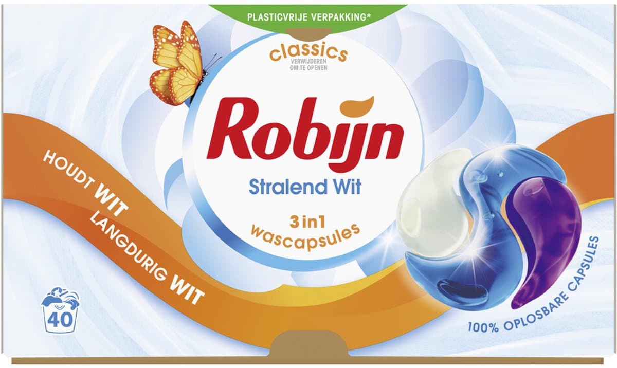 Robijn Wascapsules 3-in-1 Stralend Wit 40 stuks — afbeelding 1