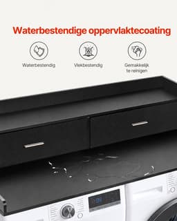 Lifero Wasdroger Werkblad - Aanrecht Wasruimte - Wasmachine Organiseren - Ombouwmeubel Zwart 2 Lades - Afdekplaat Ombouw Droger — thumbnail 4