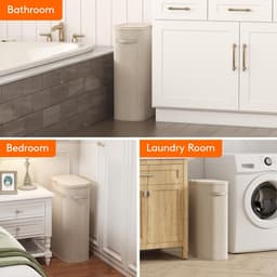 Wasmand - Wasmand met deksel - Grote Wasmand - Wasmand slaapkamer - Wasmand 65 Liter - Wasmand - Beige — thumbnail 4