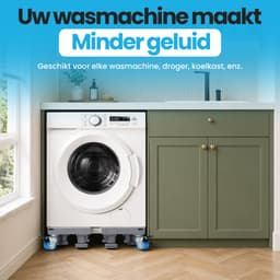 RaviSoll Wasmachine Verhoger – Universeel & Verstelbaar – Anti-Vibratie & Geluidsdempend – Met Remwieltjes – Max. 68x68cm – Voor Wasmachine, Droger & Koelkast – RVS Frame — thumbnail 3