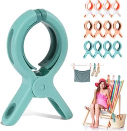 Travelhawk handdoekklemmetjes - 12 Stuks - Wasknijpers - Knijpers - Vakantie - Wit, Groen, Bruin — thumbnail 1