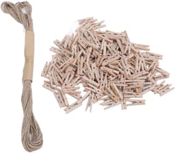 Houten Knijpers - Mini Clips - Foto Ophangen - Natuurlijke Grenen Constructie - 200 Stuks - Houtkleur — thumbnail 4