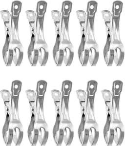 TOVBMUP Strandlakenklemmen - Grote kledingklemmen - Winddichte klemmen - geschikt voor zware kleding - 11 cm - 10 stuks - Zilver - Roestvrij staal — thumbnail 1