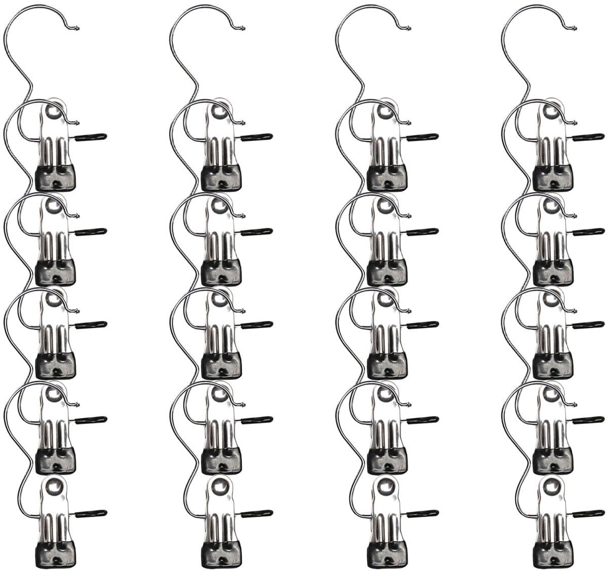 TOVBMUP Wasknijpers van roestvrij staal - Washaken - Antislip kledinghangerclips - 360° draaibare laarzenclips - Laarzenhangers - Metalen clips voor broeken, schoenen, handdoeken - Zwart - 20 stuks — afbeelding 1