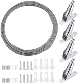 NTH products- Staalkabel 10 meter - Verstelbaar 2 mm - Spanslot - Montageklem - Beweegbare ijzeren klinknagels - Roestvrij staal - Kabelset — thumbnail 1