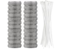 24 stuks pluizenfilters voor wasmachines, roestvrijstalen pluizenvangers, wasfilter voor wasmachineslang met 24 kabelbinders — afbeelding 1