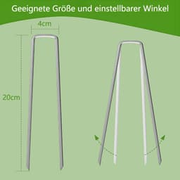 Byshayne- Grondankers 50 Stuks - Roestvrij Staal - Haringen/Tentharingen - Voor Tuinvlies/Onkruidvlies - U-vormige Grondhaken - 150/200 mm x 40 mm x Ø 2,5 mm — thumbnail 2