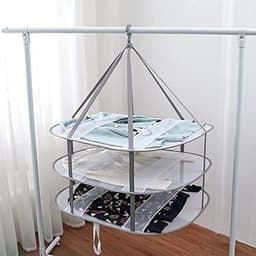 Opvouwbaar droogrek met 3 niveaus en gaas – 77 cm L x 61 cm B x 78 cm H - Geschikt voor het drogen van zware truien, ondergoed, sokken, gebreide kleding, knuffels, katoenen pantoffels — thumbnail 4