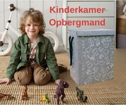 Lexorion Opbergmand - Opbergmand - Speelgoedmand Kinderen - Opbergmand met deksel - Opbergmanden - Opbergmand kinderkamer - Opbergmand speelgoed - Wasmand Opvouwbaar - Stijlvolle Kledingmand - 57L Wasmand - Grijs — thumbnail 5