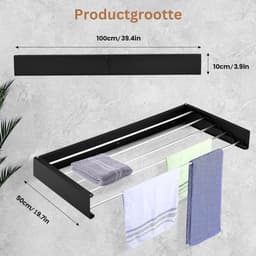 MKSS® Wanddroogrek - Droogrek Inklapbaar - Wasrek - Droogtoren - Droogrekken - Zwart — thumbnail 2