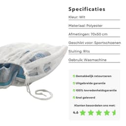 Waszak voor Schoenen - Wasnetten - Wasnet voor Sportschoenen - 70x50 cm - Witte Mesh Waszak - Beschermend en Duurzaam - Inclusief EBOOK — thumbnail 4