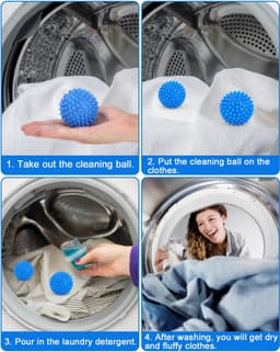 Drogerballen - Set Van 6 Stuks - Herbruikbaar - Wasdrogerballen - Droogballen - Wasbollen - Dryerballs - Duurzaam Drogen Van De Was - Energiebesparend - Sneller Droog - Anti-Kreuk - Was - Wasmachine - Blauw — thumbnail 4
