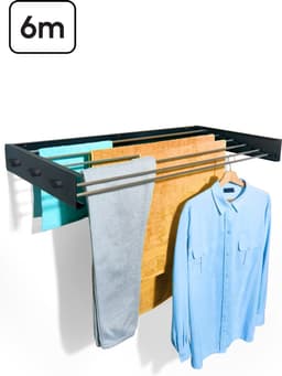 Bodo® In- en uitklapbaar droogrek met Ophanghaken - Zwart - 6m Drooglengte — thumbnail 1