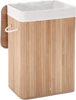 Wasmand Vuile wasmand met handgrepen deksel en uitneembare voering Opvouwbaar en ruimtebesparend Maximaal draagvermogen 20 kg Stevige en duurzame constructie 40 x 30 x 60 cm naturel — thumbnail 1