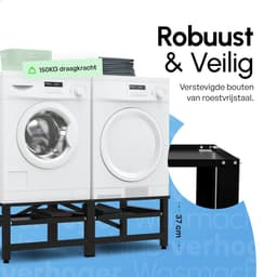 Bodo® - Wasmachine Verhoger - Dubbel - Kast - Ombouw uitschuifbare Plank - Zwart - 124x54x37cm — thumbnail 5