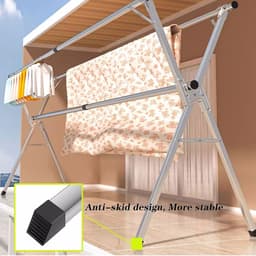Droogrek Staand - Wasdroger Rek - Kleding Drogen - Opvouwbaar Roestvrij Staal - 200cm Hoog — thumbnail 4